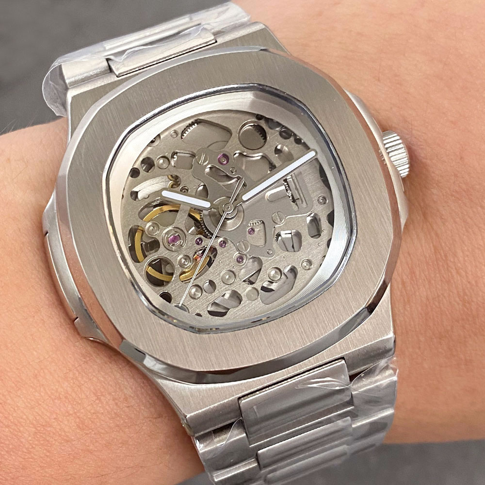 Patek Philippe Watch Nautilus - Tandorio 40mm Saffierglas NH70A Skeleton Hollow