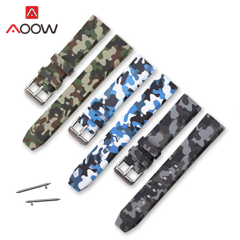 20/22/24Mm Camo Silicone Sport - Canvas Strap Watch recensie en prijs