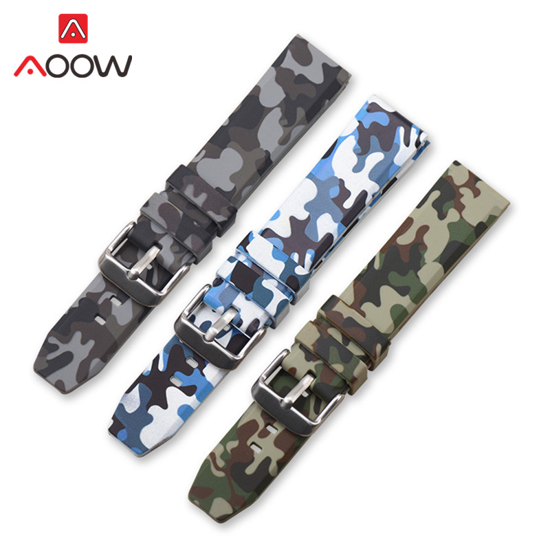 20/22/24Mm Camo Silicone Sport - Canvas Strap Watch recensie en prijs